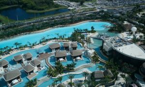 An aerial shot of Hard Rock Hollywood Casino and Hotel on a story about the economic impact of casinos on Florida.