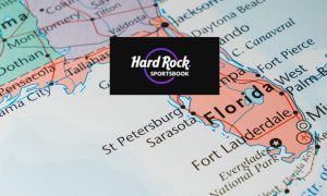 A map of Florida with the Hard Rock Bet logo for its statewide launch