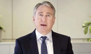 A picture of hedge fund manager Ken Griffin from a congressional hearing about his involvement in the manipulation of Game Stop stock in 2021.