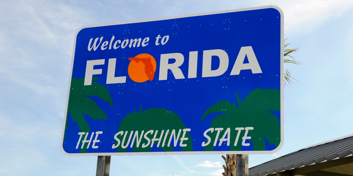 A 'Welcome to Florida' sign
