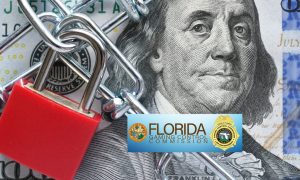 A locked up $100 bill for a story about how Florida gaming regulators can now keep seized funds.