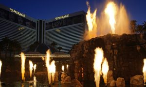 The Mirage during its famous volcano show
