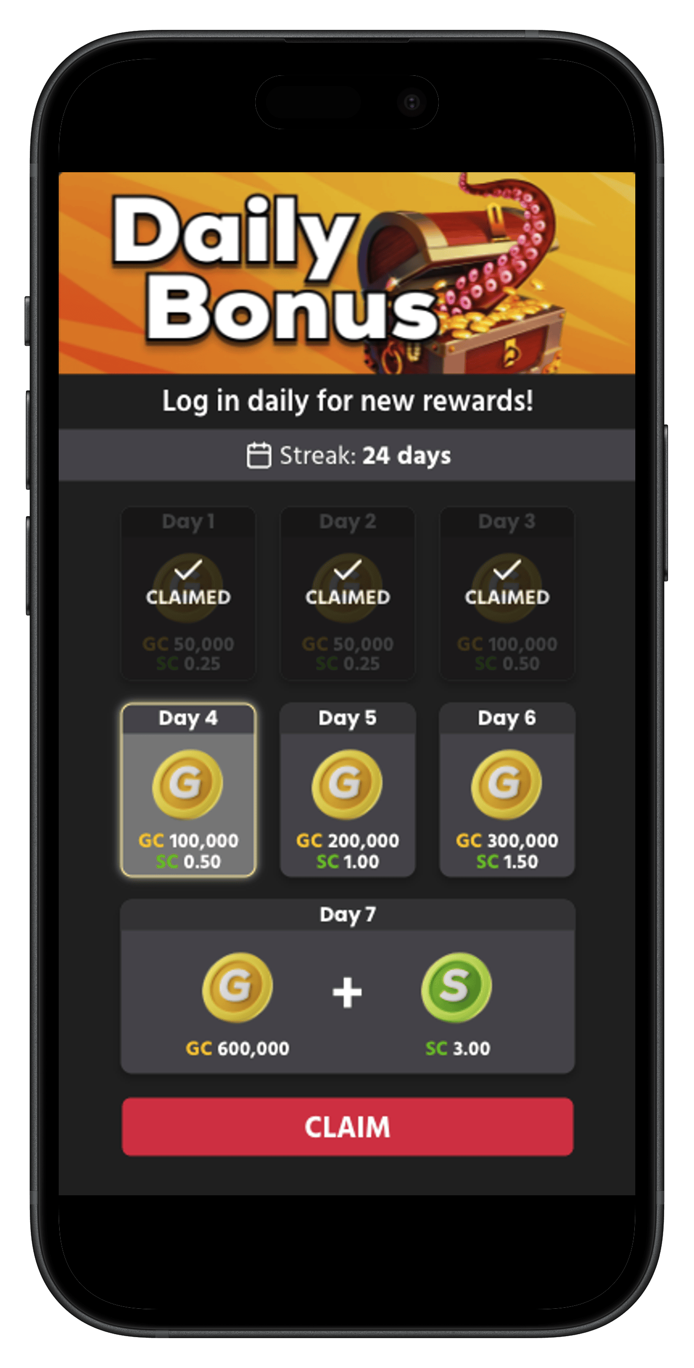 Chumba Casino Daily Bonus Screenshot