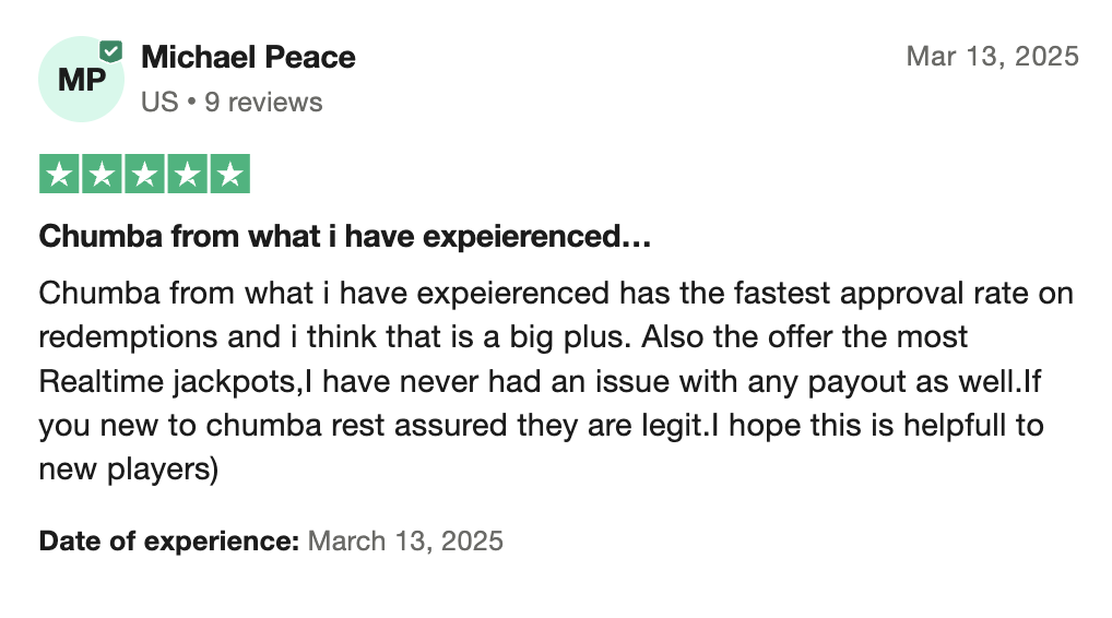 Chumba Casino Trustpilot Review Michael
