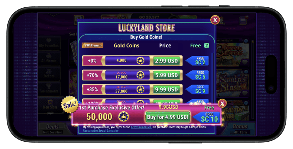 LuckyLand Buy Coins