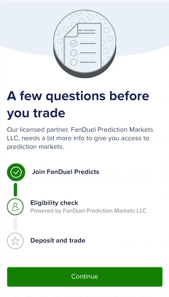 Eligibility check at FanDuel Predicts