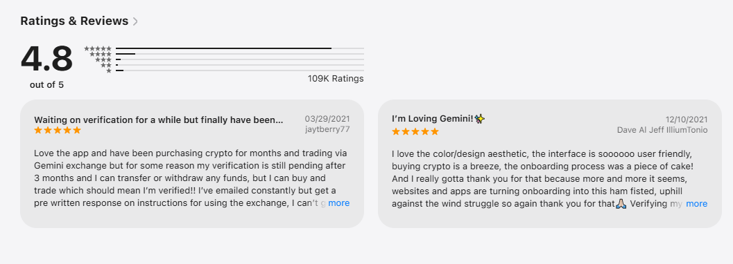 Gemini Prediction Market app store reviews
