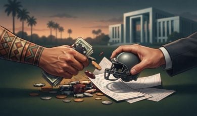 Editorial illustration for: Seminole Tribe Sues DraftKings Over Alleged Illegal Florida Sports Betting