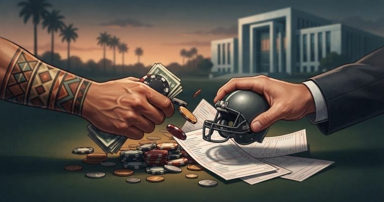 Editorial illustration for: Seminole Tribe Sues DraftKings Over Alleged Illegal Florida Sports Betting